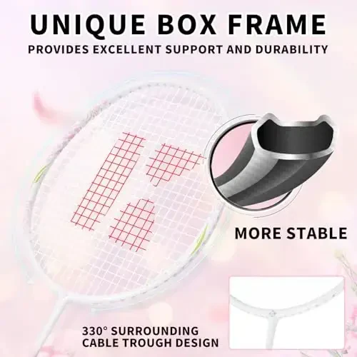 KUMPOO Professional Badminton Raketkasi, Yengil Badminton Raketkasi, Yuqori Kuchlanishli Simli To'liq Karbon Tolali Shaftsli Badminton Raketkasi, Raketka Qopqog'i Xaltasi bilan - 1