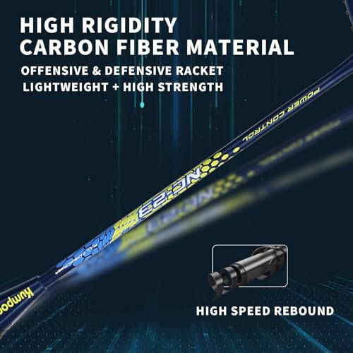 KUMPOO Badminton Racket Carbon Fiber, Badminton Racquet Set with Cover, Badminton Professional Racket Durable for Beginners Outdoor Games Gym - 4