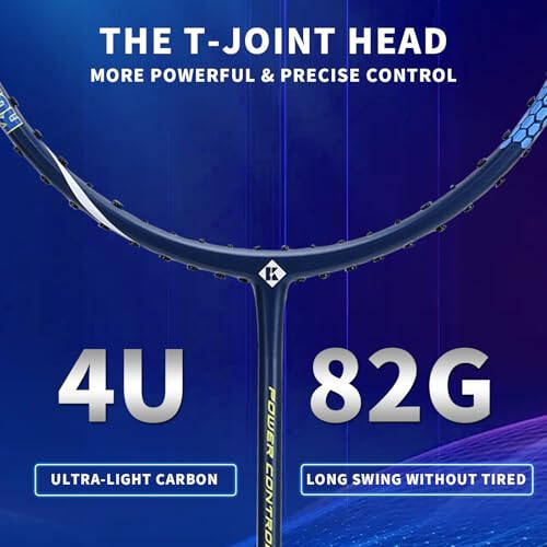 KUMPOO Badminton Racket Carbon Fiber, Badminton Racquet Set with Cover, Badminton Professional Racket Durable for Beginners Outdoor Games Gym - 6
