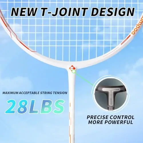 KUMPOO Badminton Racket Carbon Fiber, Badminton Racquet Set with Cover, Badminton Professional Racket Durable for Beginners Outdoor Games Gym - 5