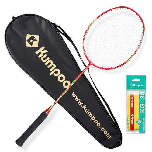 KUMPOO Badminton Racket Carbon Fiber, Badminton Racquet Set with Cover, Badminton Professional Racket Durable for Beginners Outdoor Games Gym - 2