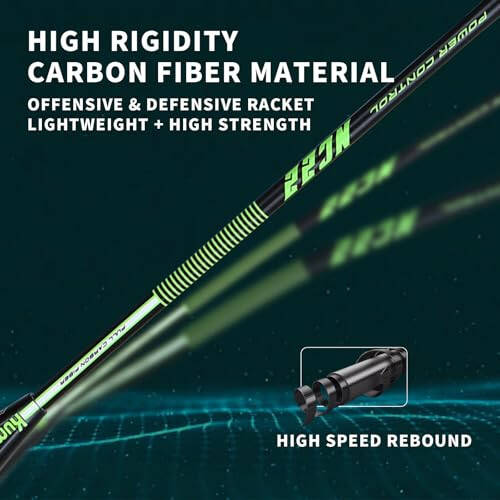 KUMPOO Badminton Racket Carbon Fiber, Badminton Racquet Set with Cover, Badminton Professional Racket Durable for Beginners Outdoor Games Gym - 4