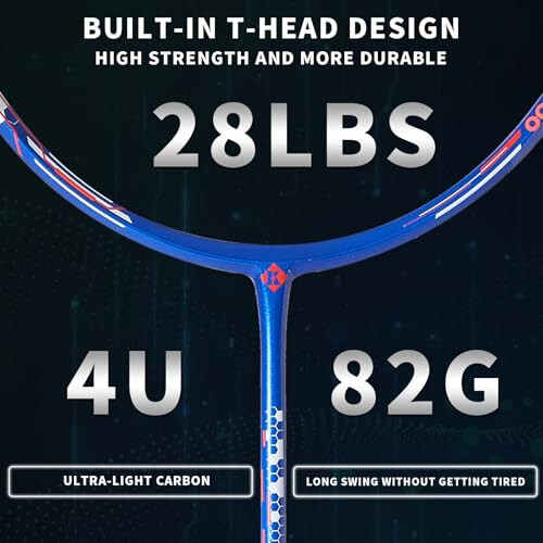 KUMPOO Badminton Racket Carbon Fiber, Badminton Racquet Set with Cover, Badminton Professional Racket Durable for Beginners Outdoor Games Gym - 5
