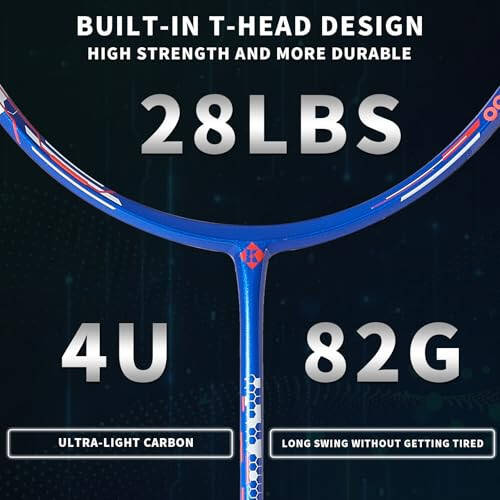 KUMPOO Badminton Racket Carbon Fiber, Badminton Racquet Set with Cover, Badminton Professional Racket Durable for Beginners Outdoor Games Gym - 5
