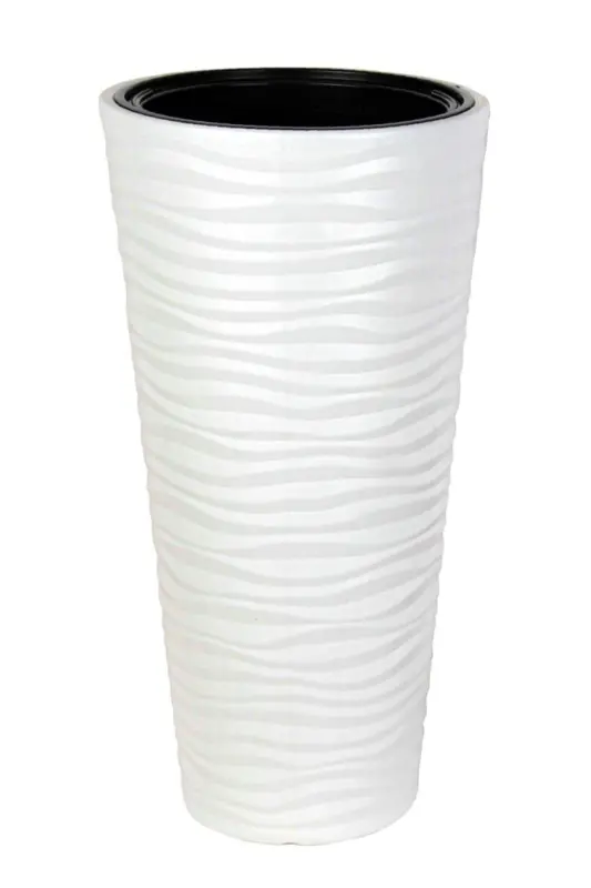 Kumsal Vazo Dekoratif Saksı Kırık Beyaz 5.5 Lt Hazneli - BEYAZ - 2
