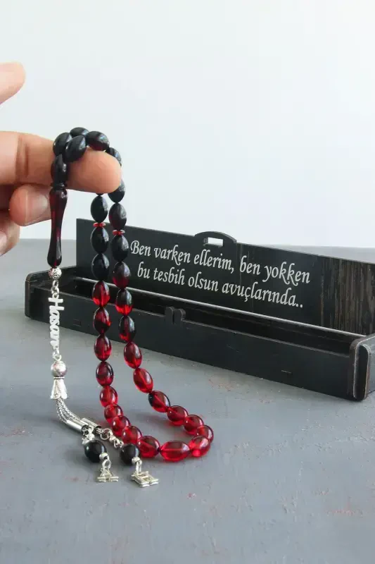 Kumush ismli tasbeh otash kehribar harfli tasbeh Savol & Javob maydonidan Ism Belirtiniz-Qizil Qora - 3