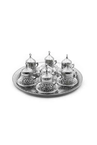 KUMUSH QOPLAMALI 6 KISHI LIK MIS KAHVA FINJAN TO'PLAMI - ANTEPSEPETİ