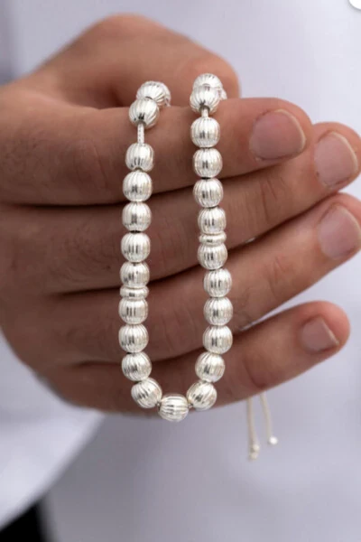 Kumush Tasbeh, Chiziqli Shar, Katta Hajm, 22 gr - OSMANLI GÜMÜŞ