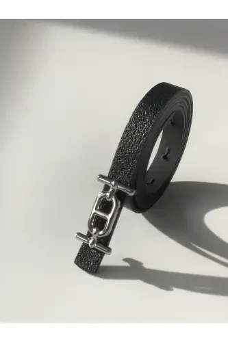 Kumush tokali ingichka ayollar kamari, shim kamari, ko'ylak kamari, kurtka kamari-qora - 5