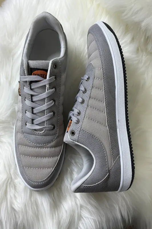 Kundalik erkaklar muz kulrang sneaker bog'ichli qulay to'rli havo o'tkazuvchan yurish sport poyafzali-MUZ - 2