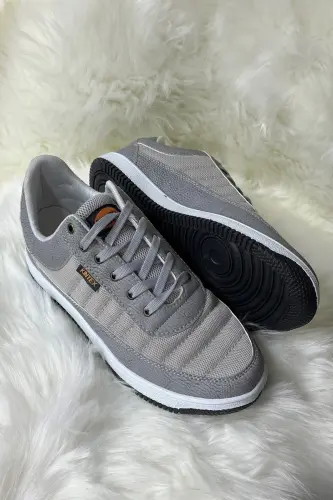 Kundalik erkaklar muz kulrang sneaker bog'ichli qulay to'rli havo o'tkazuvchan yurish sport poyafzali-MUZ - 3