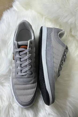 Kundalik erkaklar muz kulrang sneaker bog'ichli qulay to'rli havo o'tkazuvchan yurish sport poyafzali-MUZ - 4