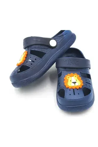 Kundalik ortopedik sirpanmaydigan taglikli hayvon shaklli bolalar sandal shippaklari - To'q ko'k - 1