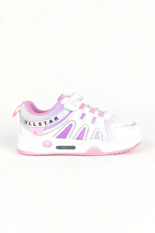 Kundalik yengil Velcro bolalar sport poyabzali Sneaker-Oq Pushti 01 - 3