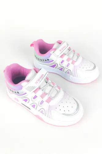 Kundalik yengil Velcro bolalar sport poyabzali Sneaker-Oq Pushti 01 - 5