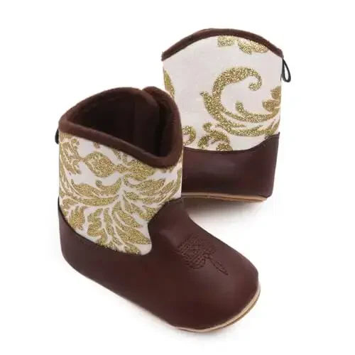 Kuner Baby Cowboy Boots Western Boots Toddler Cowboy Bootie Soft Sole Non-Slip Crib Shoes for Infant Boys Girls0-18 Months - 4