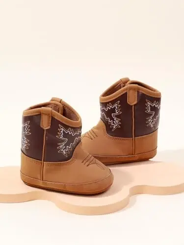 Kuner Baby Cowboy Boots Western Boots Toddler Cowboy Bootie Soft Sole Non-Slip Crib Shoes for Infant Boys Girls0-18 Months - 5