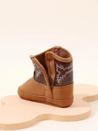 Kuner Baby Cowboy Boots Western Boots Toddler Cowboy Bootie Soft Sole Non-Slip Crib Shoes for Infant Boys Girls0-18 Months - 6