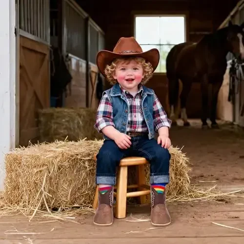 Kuner Baby Cowboy Boots Western Boots Toddler Cowboy Bootie Soft Sole Non-Slip Crib Shoes for Infant Boys Girls0-18 Months - 3