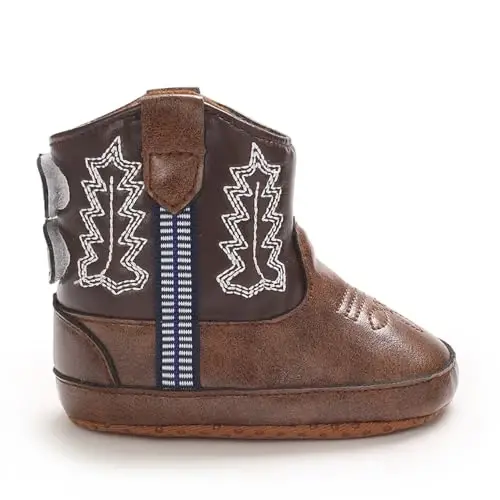 Kuner Baby Cowboy Boots Western Boots Toddler Cowboy Bootie Soft Sole Non-Slip Crib Shoes for Infant Boys Girls0-18 Months - 3