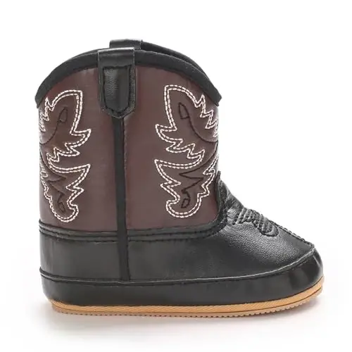 Kuner Baby Cowboy Boots Western Boots Toddler Cowboy Bootie Soft Sole Non-Slip Crib Shoes for Infant Boys Girls0-18 Months - 3
