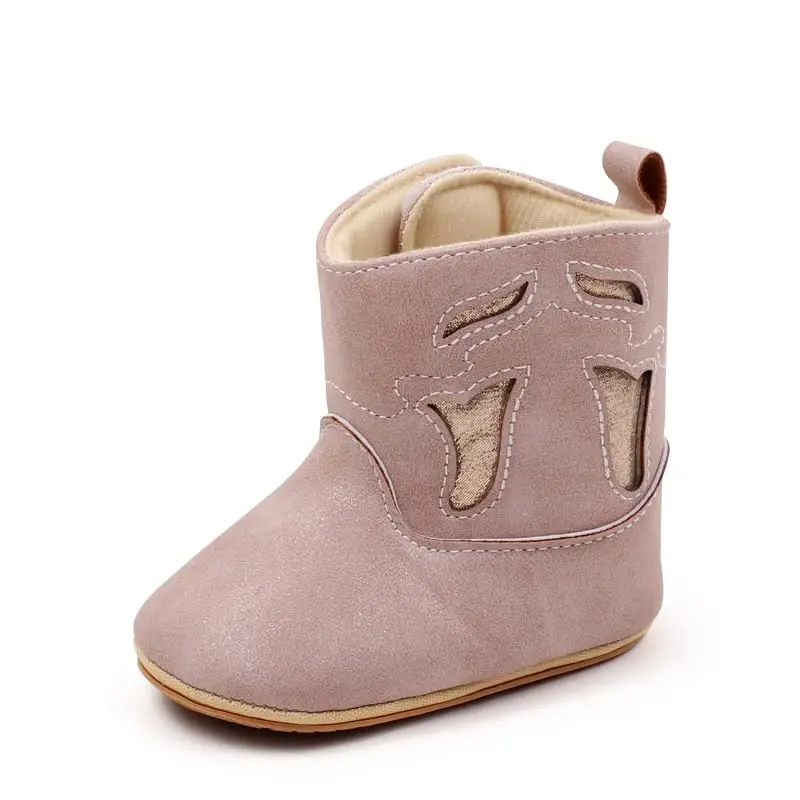 Kuner Baby Cowboy Boots Western Boots Toddler Cowboy Bootie Soft Sole Non-Slip Crib Shoes for Infant Boys Girls0-18 Months - 1