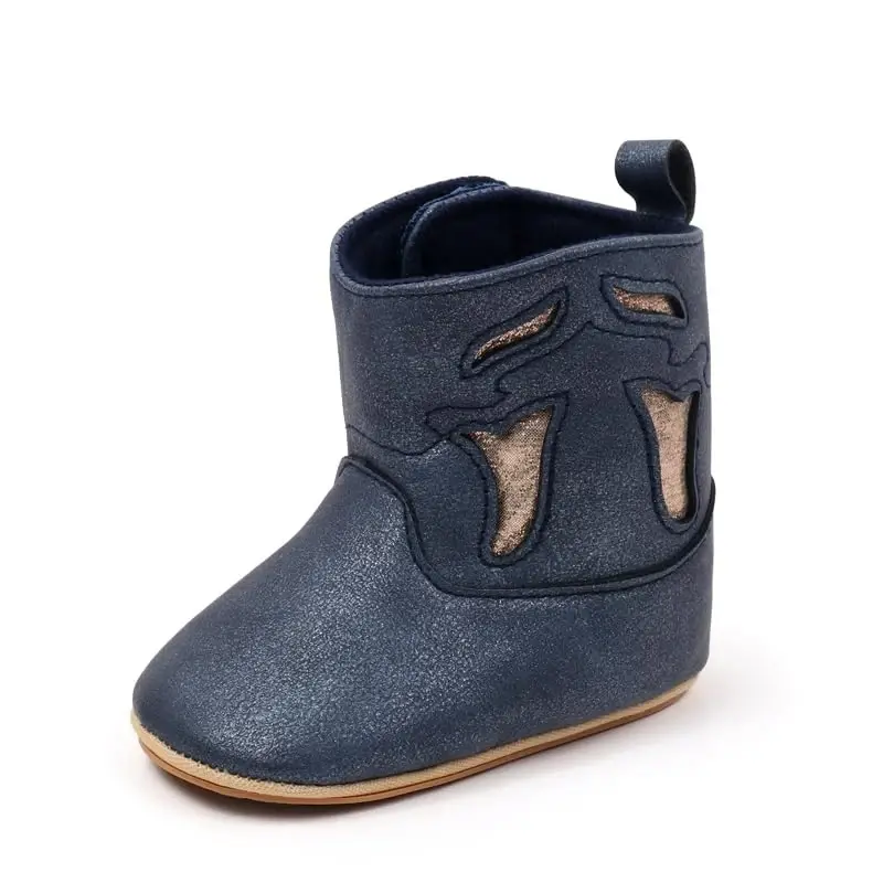 Kuner Baby Cowboy Boots Western Boots Toddler Cowboy Bootie Soft Sole Non-Slip Crib Shoes for Infant Boys Girls0-18 Months - KUNER