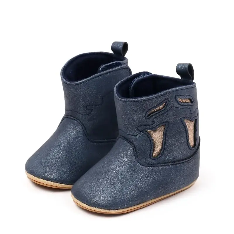 Kuner Baby Cowboy Boots Western Boots Toddler Cowboy Bootie Soft Sole Non-Slip Crib Shoes for Infant Boys Girls0-18 Months - 4