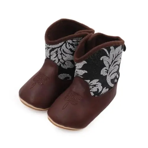 Kuner Baby Cowboy Boots Western Boots Toddler Cowboy Bootie Soft Sole Non-Slip Crib Shoes for Infant Boys Girls0-18 Months - 2
