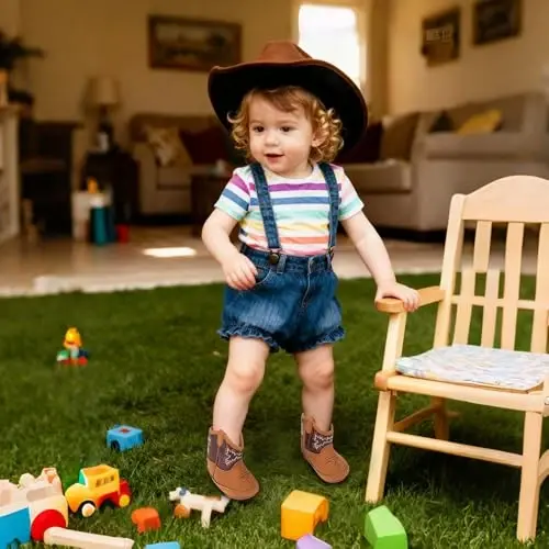Kuner Baby Cowboy Boots Western Boots Toddler Cowboy Bootie Soft Sole Non-Slip Crib Shoes for Infant Boys Girls0-18 Months - KUNER (1)