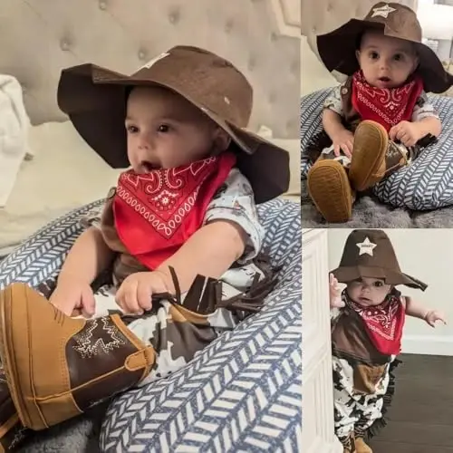 Kuner Baby Cowboy Boots Western Boots Toddler Cowboy Bootie Soft Sole Non-Slip Crib Shoes for Infant Boys Girls0-18 Months - 3