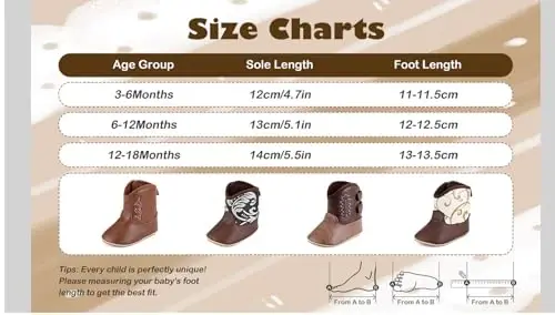 Kuner Baby Cowboy Boots Western Boots Toddler Cowboy Bootie Soft Sole Non-Slip Crib Shoes for Infant Boys Girls0-18 Months - 5