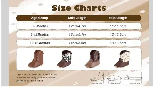 Kuner Baby Cowboy Boots Western Boots Toddler Cowboy Bootie Soft Sole Non-Slip Crib Shoes for Infant Boys Girls0-18 Months - 5