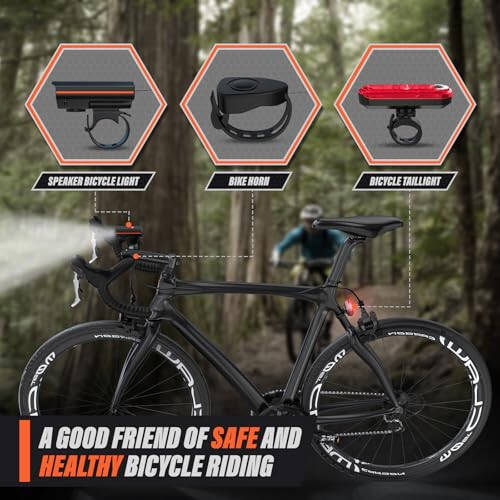 KUNHAK Rechargeable Bike Lights, Ultra Bright Bicycle Lights for Night Riding, Road Mountain Bike Accessories for Kids Adults - Bike Headlight with Tail Light - 5