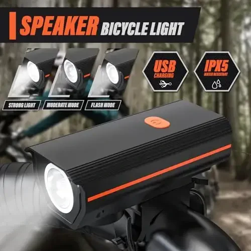 KUNHAK Rechargeable Bike Lights, Ultra Bright Bike Lights for Night Riding, Road Mountain Bike Accessories for Kids Adults - Headlight with Tail Light - 2