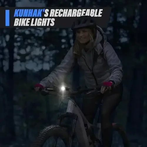 KUNHAK Rechargeable Bike Lights, Ultra Bright Bike Lights for Night Riding, Road Mountain Bike Accessories for Kids Adults - Headlight with Tail Light - 6