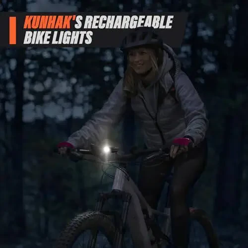 KUNHAK Rechargeable Bike Lights, Ultra Bright Bike Lights for Night Riding, Road Mountain Bike Accessories for Kids Adults - Headlight with Tail Light - 12