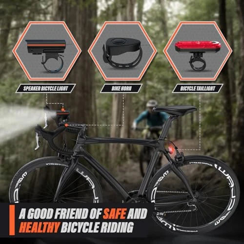 KUNHAK Rechargeable Bike Lights, Ultra Bright Bike Lights for Night Riding, Road Mountain Bike Accessories for Kids Adults - Headlight with Tail Light - 5