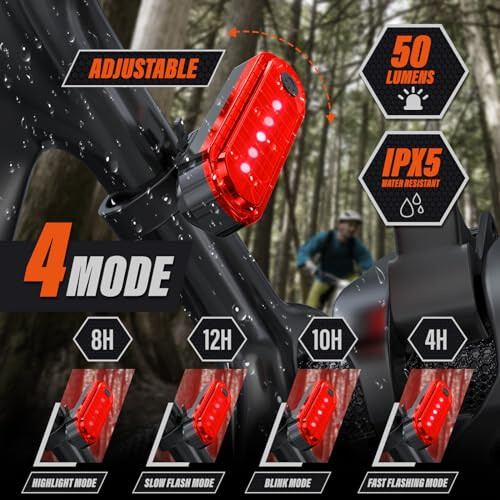 KUNHAK Rechargeable Bike Lights, Ultra Bright Bike Lights for Night Riding, Road Mountain Bike Accessories for Kids Adults - Headlight with Tail Light - 9