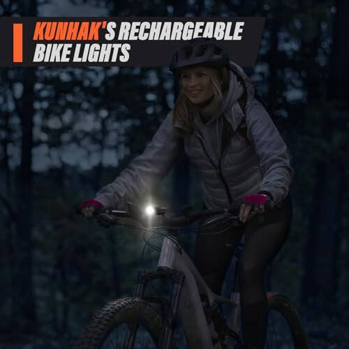 KUNHAK Rechargeable Bike Lights, Ultra Bright Bike Lights for Night Riding, Road Mountain Bike Accessories for Kids Adults - Headlight with Tail Light - 12