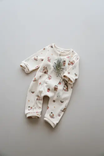 Kurabiye Adam Desenli Organik Kaşkorse Bebek Tulum - Renkli - DODO'S BABY (1)