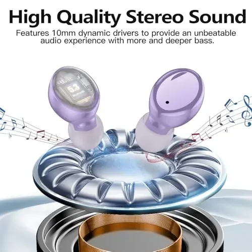 Kurdele Bluetooth 5.3 Simsiz Quloqchinlar, S8 Chuqur Bass Hi-fi Stereo Eshitish vositasi Mikrofonli Quloq ichiga Qo'ng'iroq Shovqinini Bekor qilish Bluetooth Eshitish vositasi, iPhone, Android uchun Boshqaruvi Premium Ovozli Quloqchinlar - 4