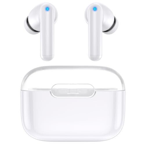 kurdene P3 Wireless Earbuds Bluetooth 5.3 Headphones, Deep Bass Stereo with Microphone Earphones in-Ear, Immersive Premium Sound Ear Buds for iPhone, Android-Clear - kurdene