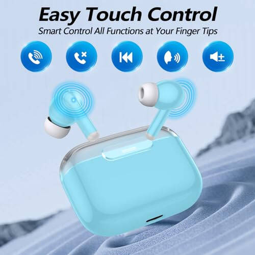 Kurdele P3 Kablosuz Kulaklıklar Bluetooth Kulaklık, Derin Bas Stereo Mikrofonlu Kulak İçi Kulaklıklar, iPhone, Android İçin Büyülü Premium Ses Kulaklıklar - Mavi - 12