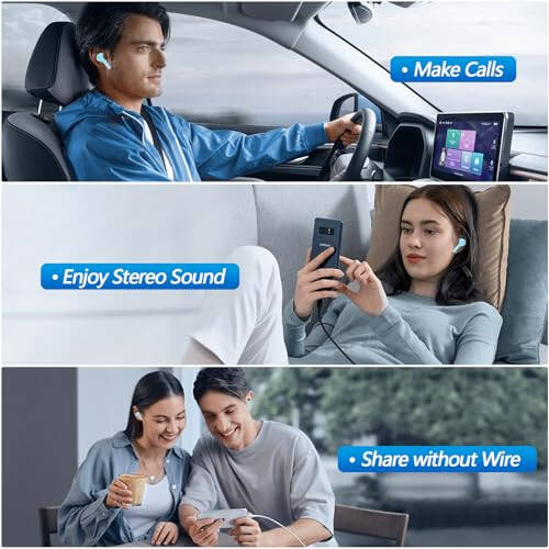 Kurdele P3 Kablosuz Kulaklıklar Bluetooth Kulaklık, Derin Bas Stereo Mikrofonlu Kulak İçi Kulaklıklar, iPhone, Android İçin Büyülü Premium Ses Kulaklıklar - Mavi - 14