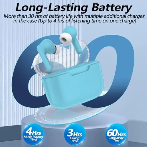 Kurdele P3 Simsiz Quloqchinlar Bluetooth Quloqchinlar, Chuqur Bass Stereo Mikrofonli Quloq ichiga Quloqchinlar, iPhone, Android Uchun Immersiv Premium Ovozli Quloqchinlar - Ko'k - kurdene (1)