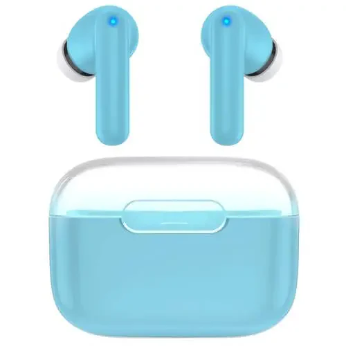 Kurdele P3 Wireless Earbuds Bluetooth Headphones, Deep Bass Stereo with Microphone Earphones in-Ear, Immersive Premium Sound Ear Buds for iPhone, Android - Blue - 1