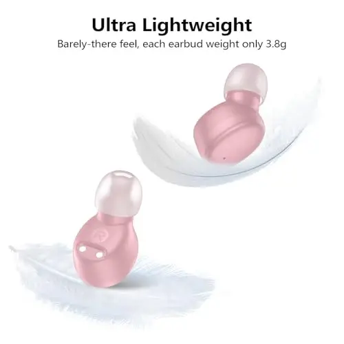 kurdene Wireless Earbuds Bluetooth 5.3 in Ear Buds Light Weight Headphones,Deep Bass Sound,Built in Mics Headset,Clear Calls Earphones for Sports Workout Pink - 6