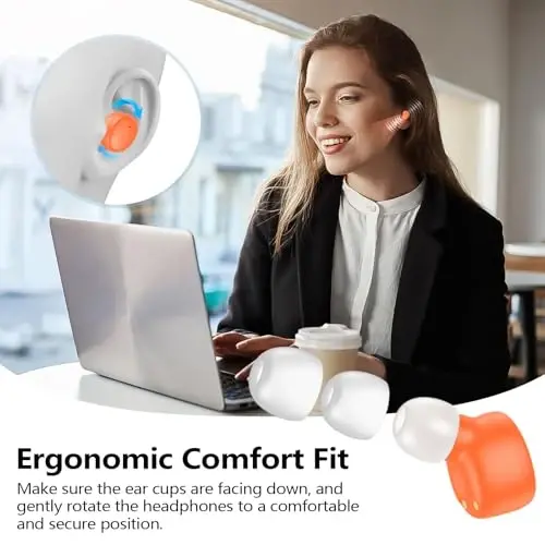 kurdene Wireless Earbuds Bluetooth 5.3 Light Weight in Ear Headphones | Premium Sound Bass Ear buds with Charging Case,Touch Control,Built in Mics Headset,Clear Calls for Sports Workout Orange - 5