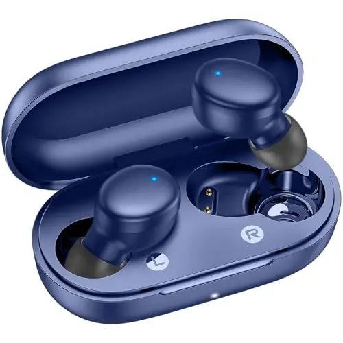 kurdene Wireless Earbuds Bluetooth 5.3 Light Weight in Ear Headphones | Premium Sound Bass Ear buds with Charging Case,Touch Control,Built in Mics Headset,Clear Calls for Sports Workout Blue 